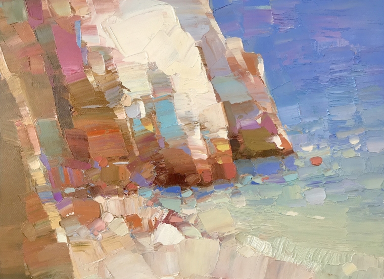 Malibu Cliffs, Original oil Painting, Handmade artwork, One of a Kind                          